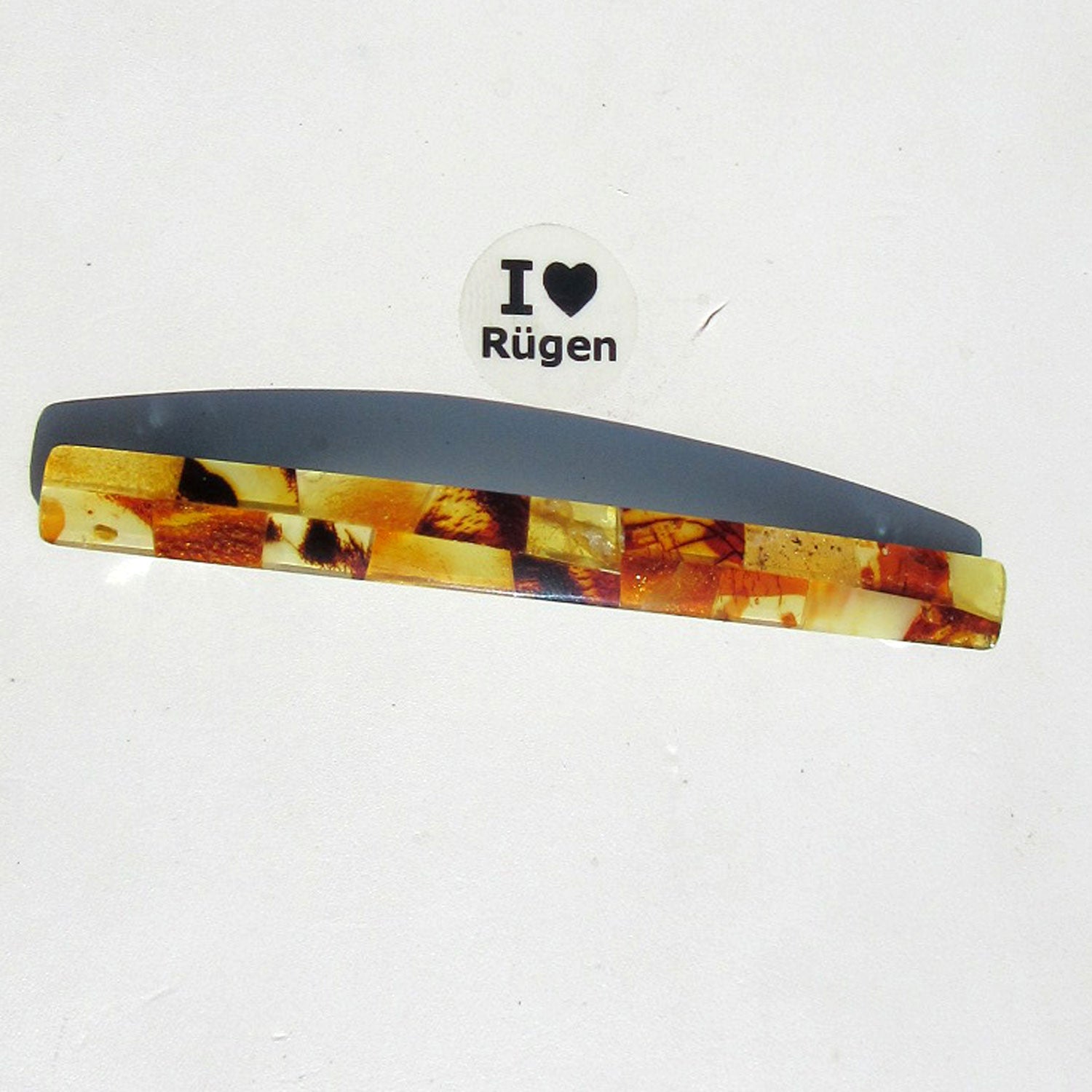 Haarspange aus buntem Bernstein – Einzelstück von Rügen