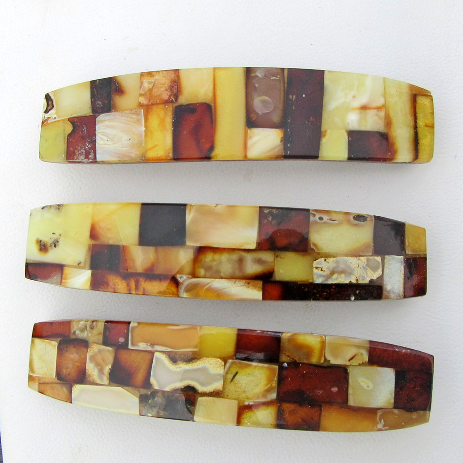 Haarspange aus buntem Bernstein – maritimes Unikat