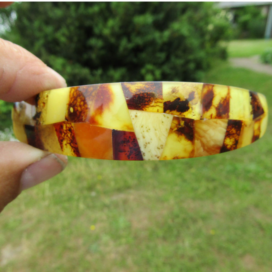 Haarspange aus buntem Bernstein – echtes Unikat von Rügen