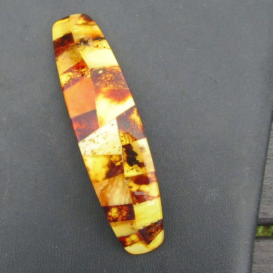 Haarspange aus buntem Bernstein – echtes Unikat von Rügen