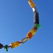 Schickes Collier aus Bernstein, Silber und grünem Seeglas