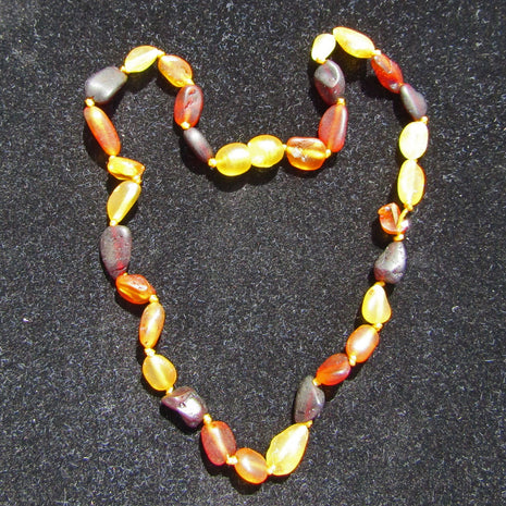 Bernstein Zahnungskette aus unpolierten Bohnenstücken