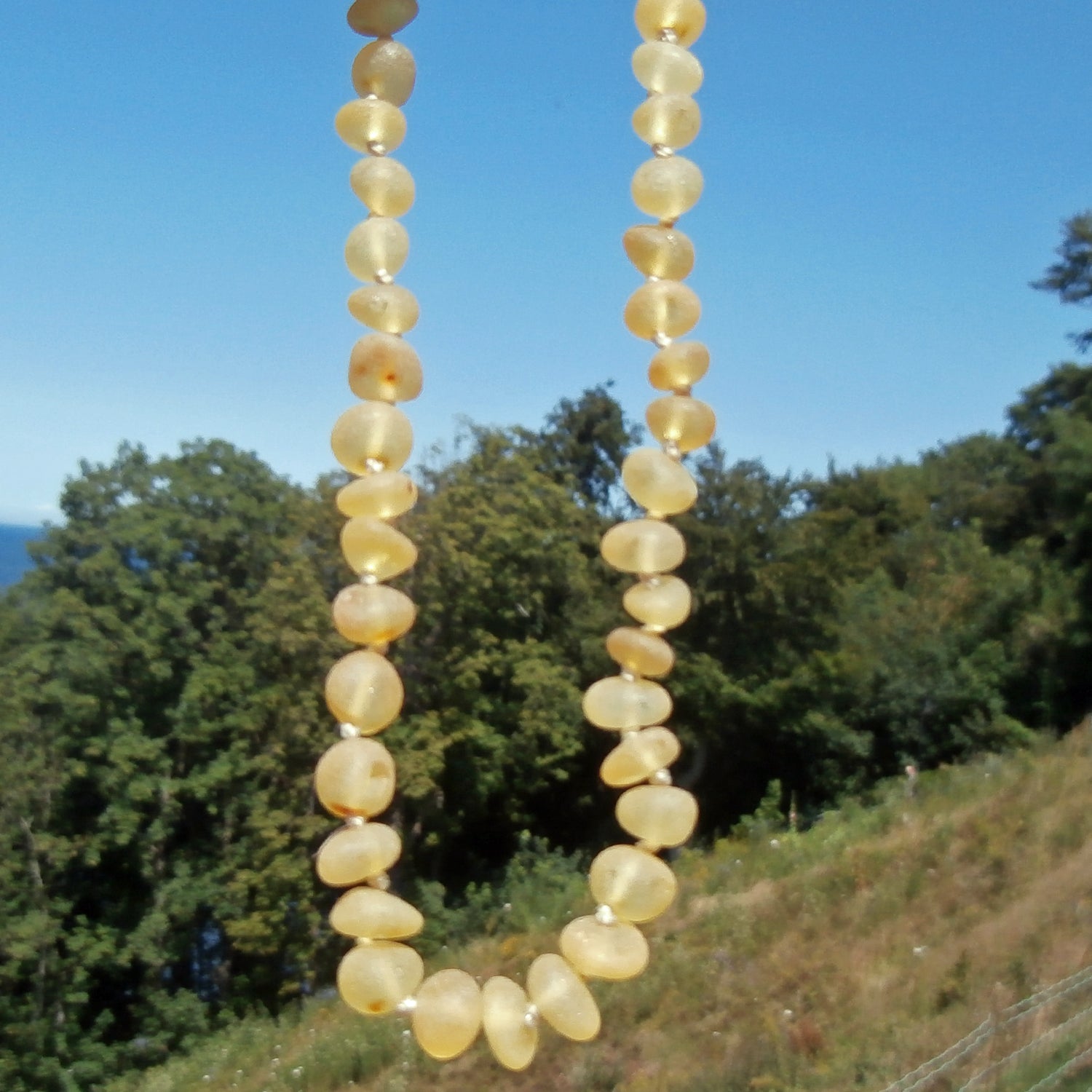 Bernstein Zahnungskette mit unpolierten Perlen – Unikat