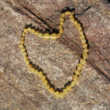 Bernstein Zahnungskette mit unpolierten Perlen – Unikat