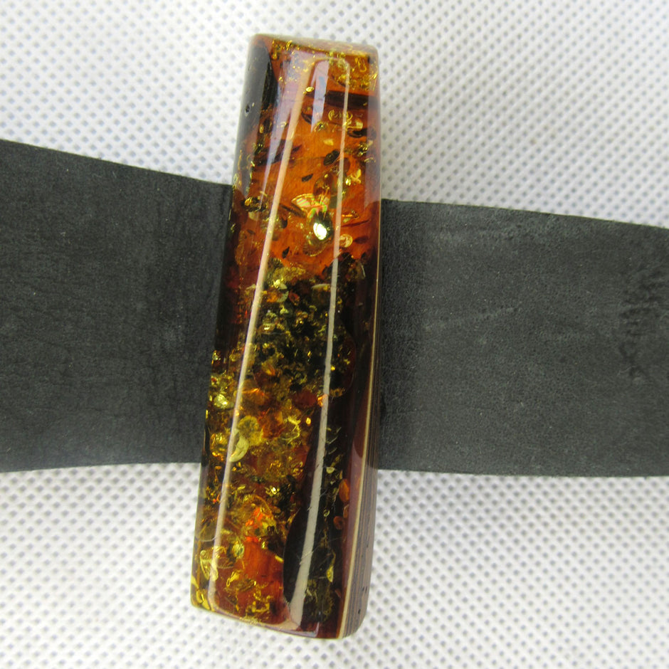 Wunderschönes schwarzes Lederarmband mit einemedlen, poliertenBernstein / SUPER HANDARBEIT !!