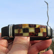 Lederarmband mit Bernsteinintarsien, Unikat von Rügen