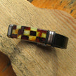 Lederarmband mit Bernsteinintarsien, Unikat von Rügen