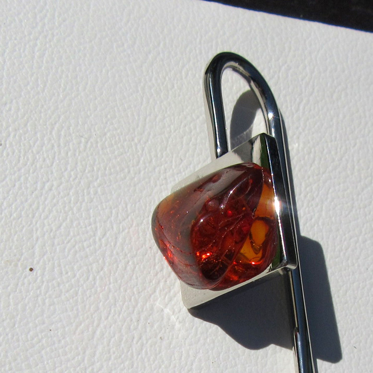 Edles Lesezeichen aus Bernstein und Metall, Unikat