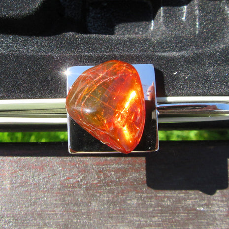 Edles Lesezeichen aus Bernstein und Metall, Unikat