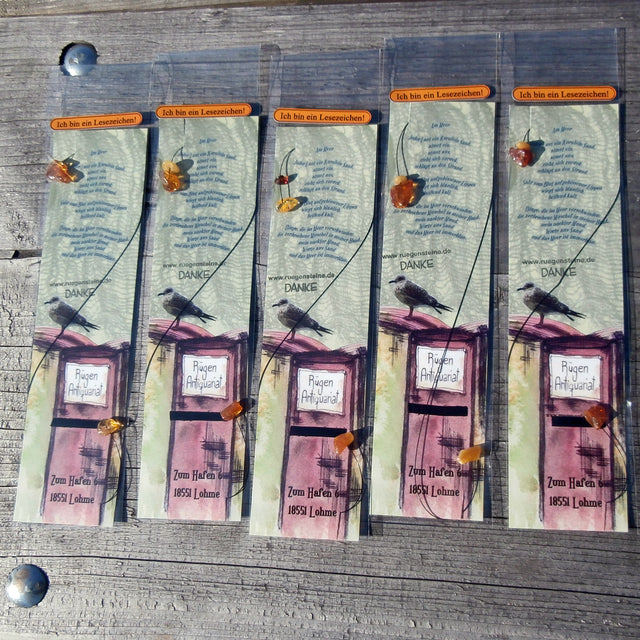 Lesezeichen aus flexiblem Draht mit 3 Bernsteinen