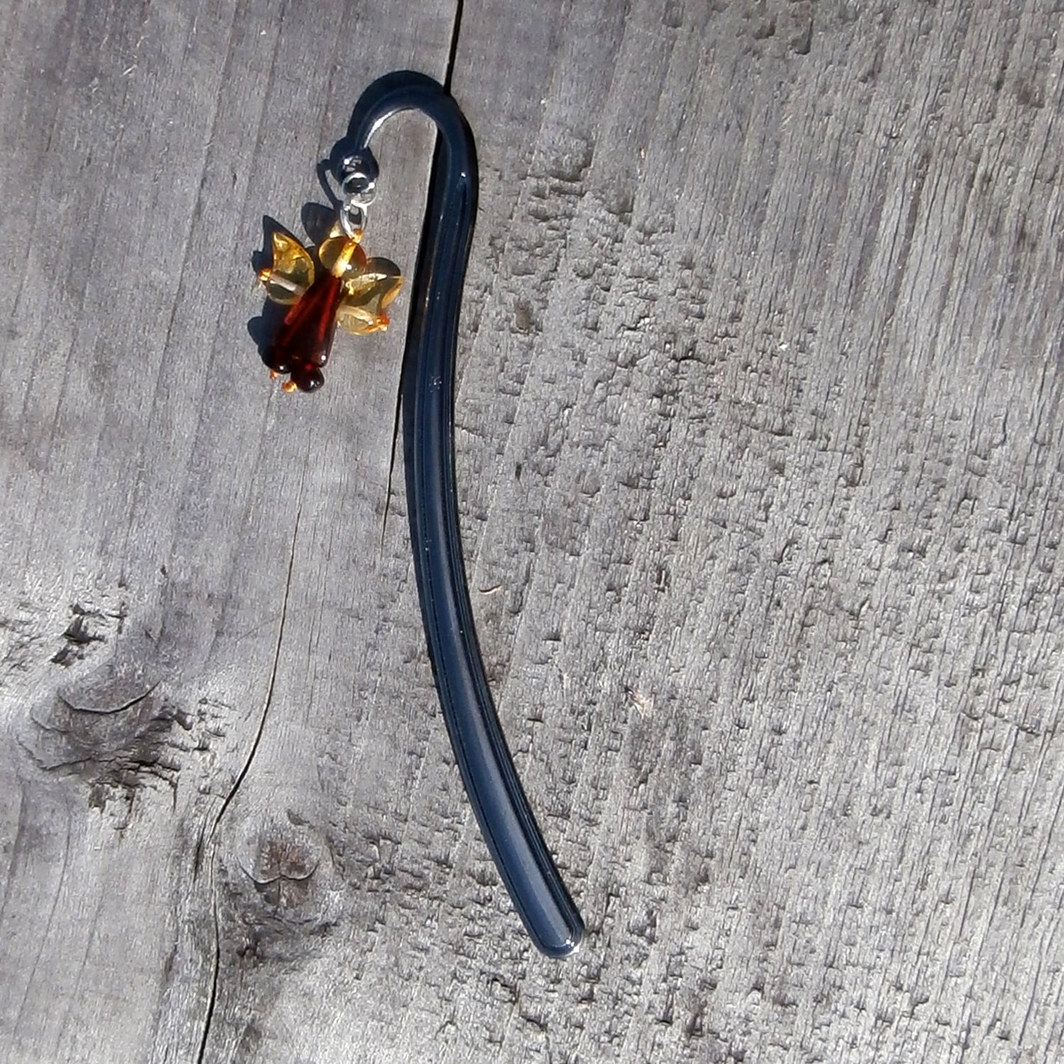 Lesezeichen mit Bernsteinengel – Handgefertigtes Unikat