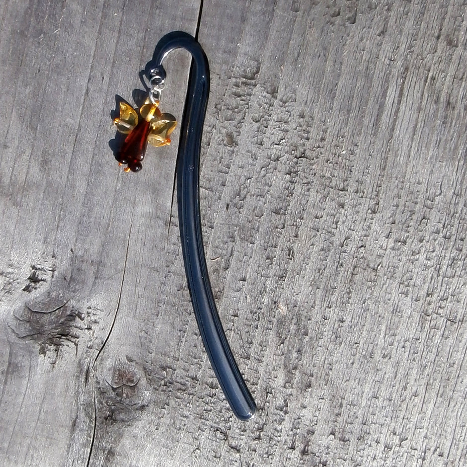 Lesezeichen mit Bernsteinengel – Handgefertigtes Unikat