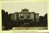 Kleine Lithographie von Schloss Putbus im Passepartout