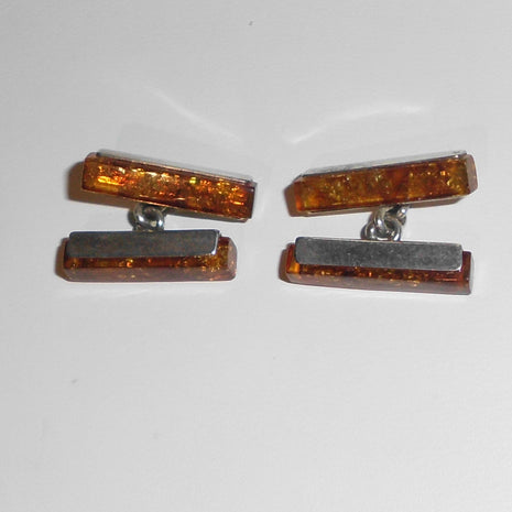 Manschettenknöpfe aus Bernstein und Silber – Einzelstück