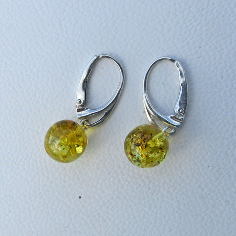 Ohrhänger aus goldgelben Bernsteinperlen, Silber 925