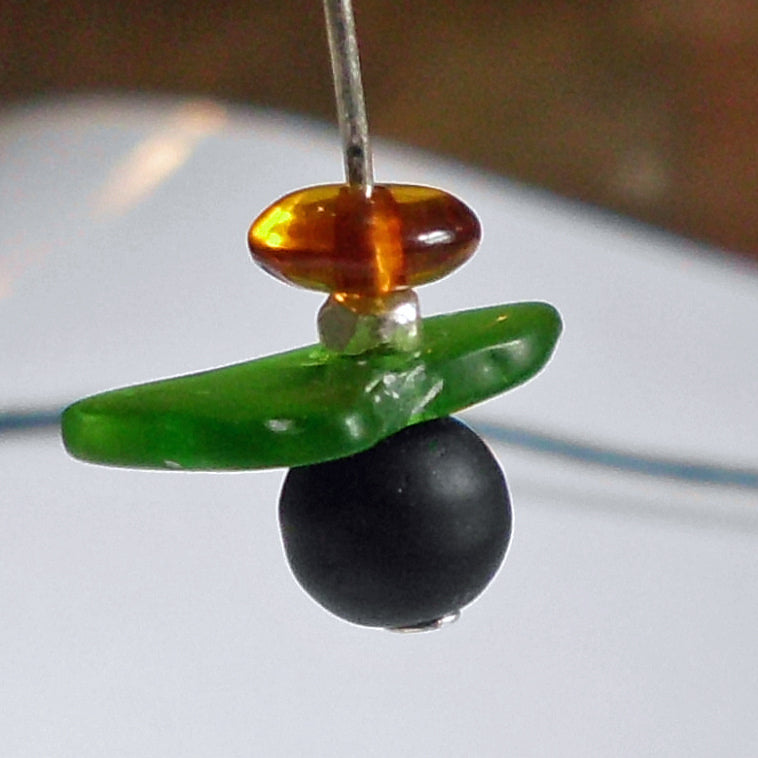 Ohrhänger aus Bernstein und Seeglas mit Silber 925