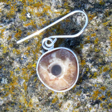 Ohrhänger mit Donnerkeilscheibe aus Feuerstein und Silber