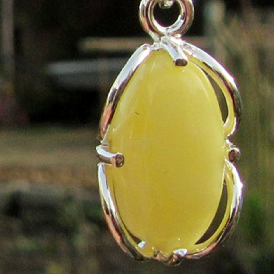 Edelstein-Ohrhänger aus Bernstein in Silber gefasst