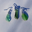 Ohrhänger aus grünem Seeglas und Silber, Unikat