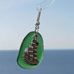 Ohrhänger aus Seeglas und Windjammer, Unikat