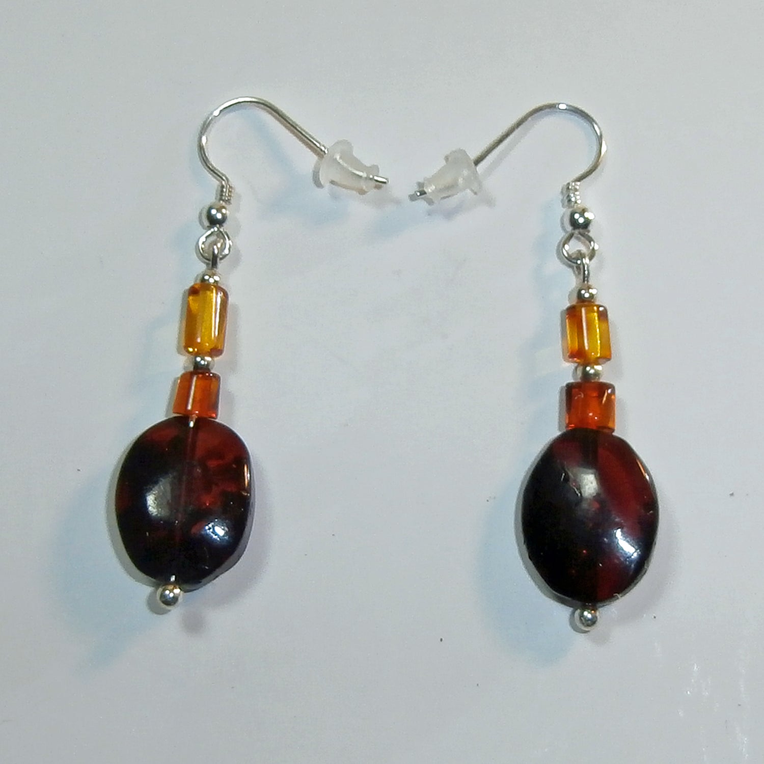 Ohrhänger aus 925 Silber mit 3 handverlesenen Bernsteinen