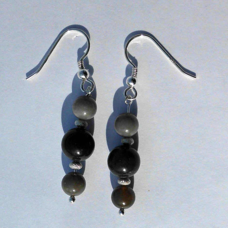Ohrhänger aus Feuerstein und Silberperlen, Unikat
