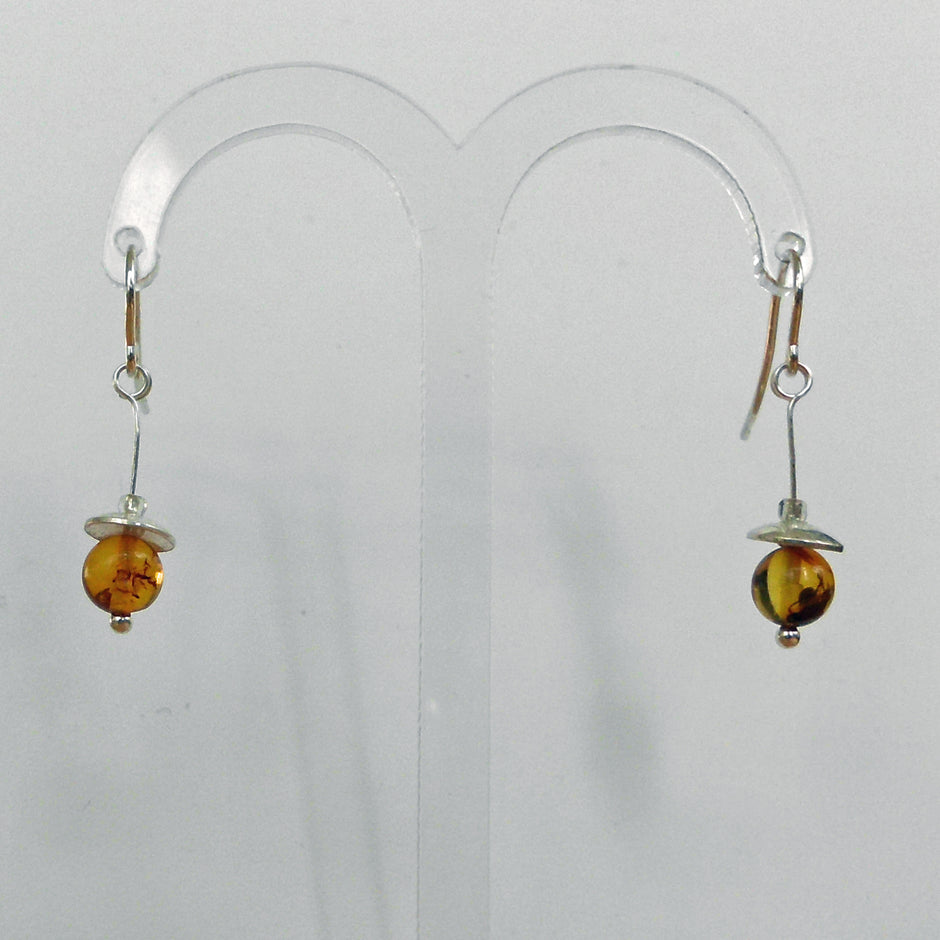 Ohrhänger aus Bernstein mit Silberschale, einzigartig