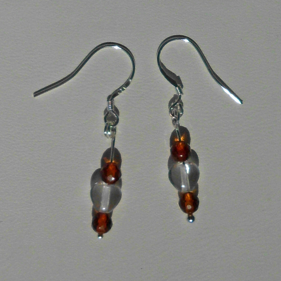 Ohrhänger aus Bernstein und Glasherz, Unikat von Rügen