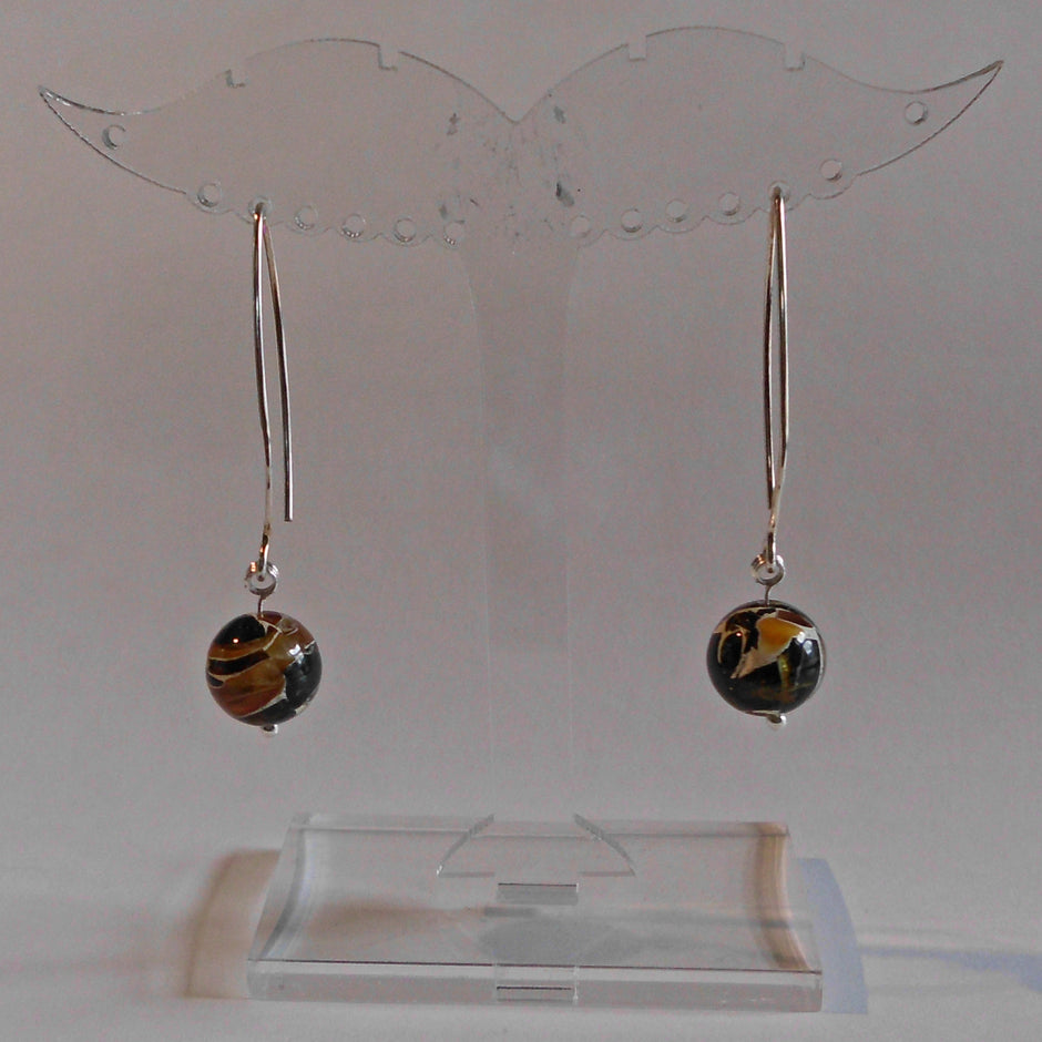 Ohrhänger aus Silber mit Bernsteinkugeln, Einzelstück