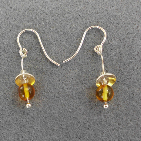 Ohrhänger aus Bernstein mit Silberschale, einzigartig