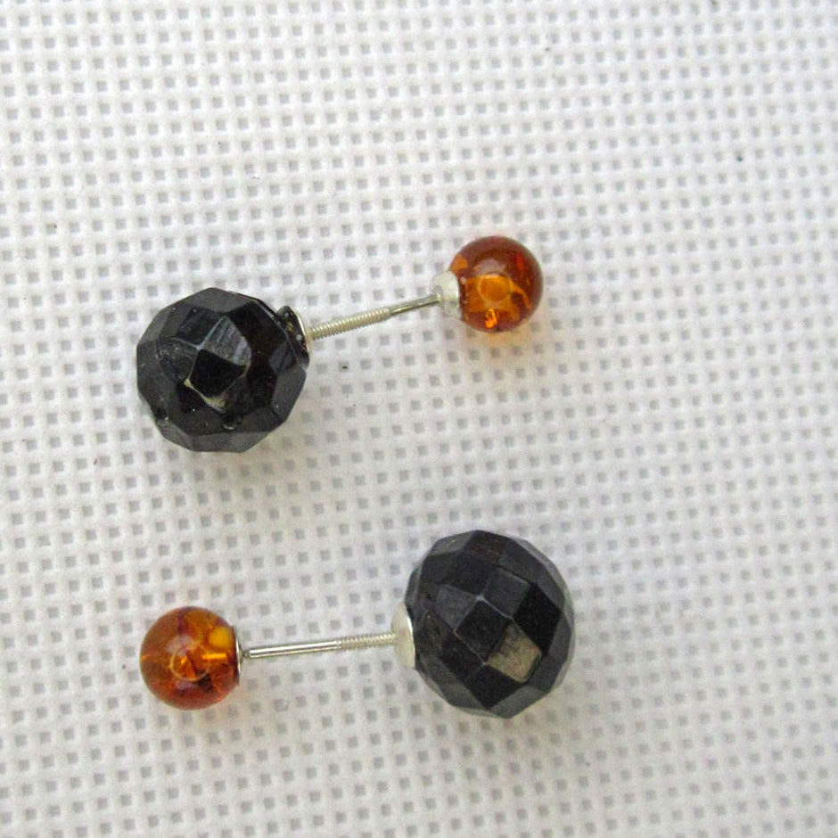 Ohrstecker aus Bernstein in kirschrot und cognac, Unikat