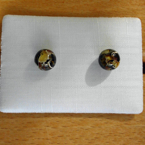 Ohrstecker aus Mosaikbernstein und Silber 925, Unikat