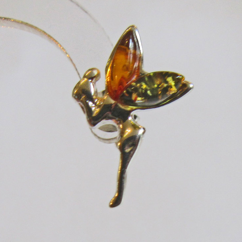 Ohrstecker Elfe aus Bernstein und Silber 925, Einzelstück