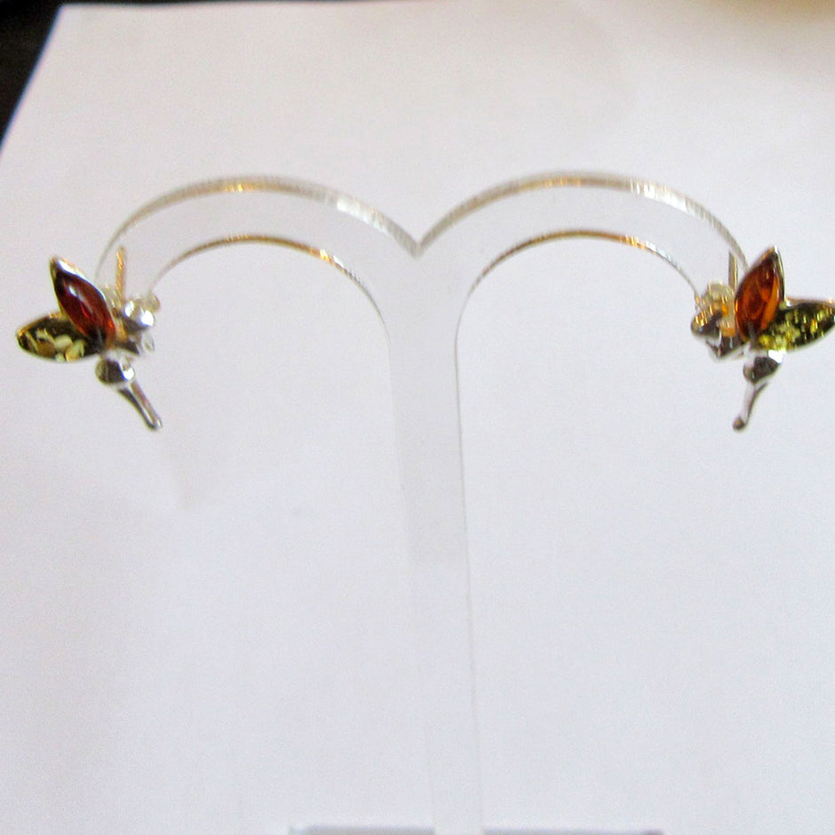 Ohrstecker Elfe aus Bernstein und Silber 925, Einzelstück