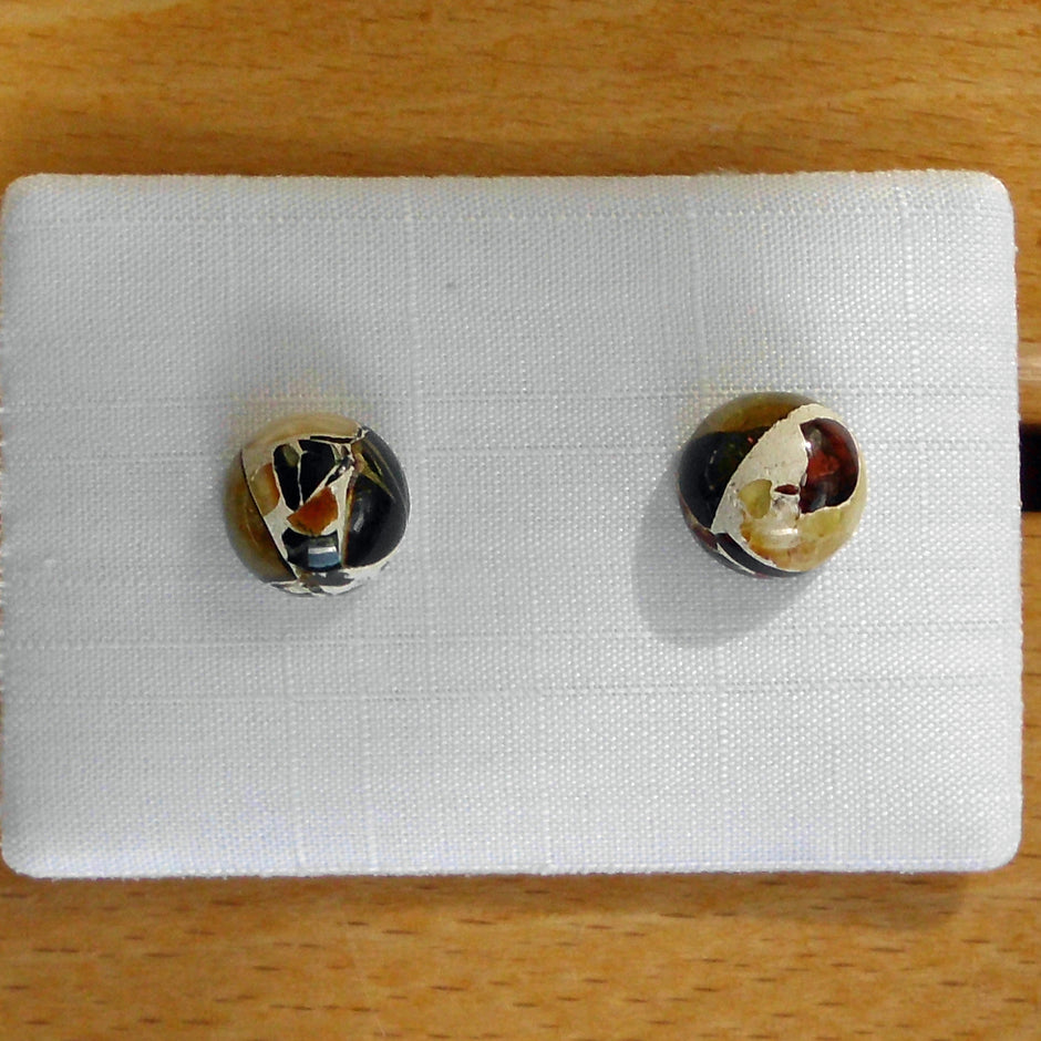 Ohrstecker aus Mosaikbernstein mit Silber 925 – Unikat