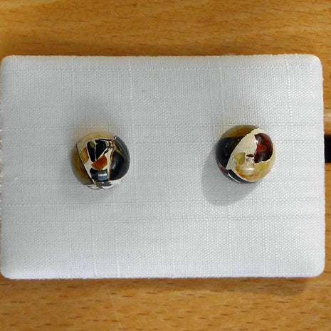 Ohrstecker aus Mosaikbernstein mit Silber 925 – Unikat
