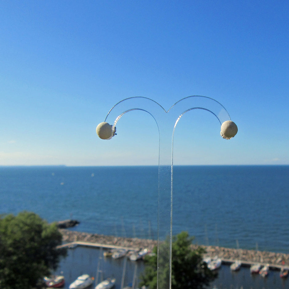 Ohrstecker aus fossilen Kalkschwämmen von Rügen