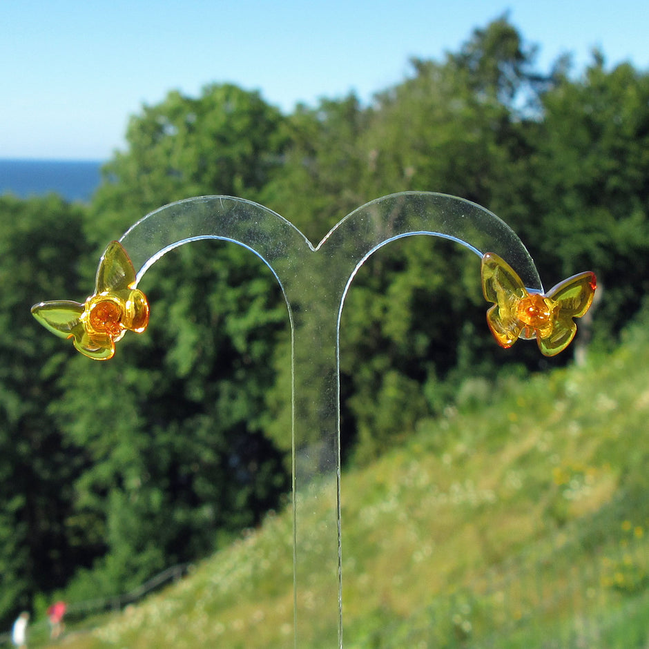 Schicke Ohrstecker aus Bernstein als Schmetterling