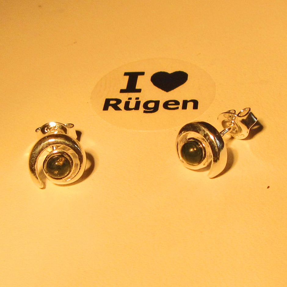 Ohrstecker aus Bernstein in Silberspirale, Unikat