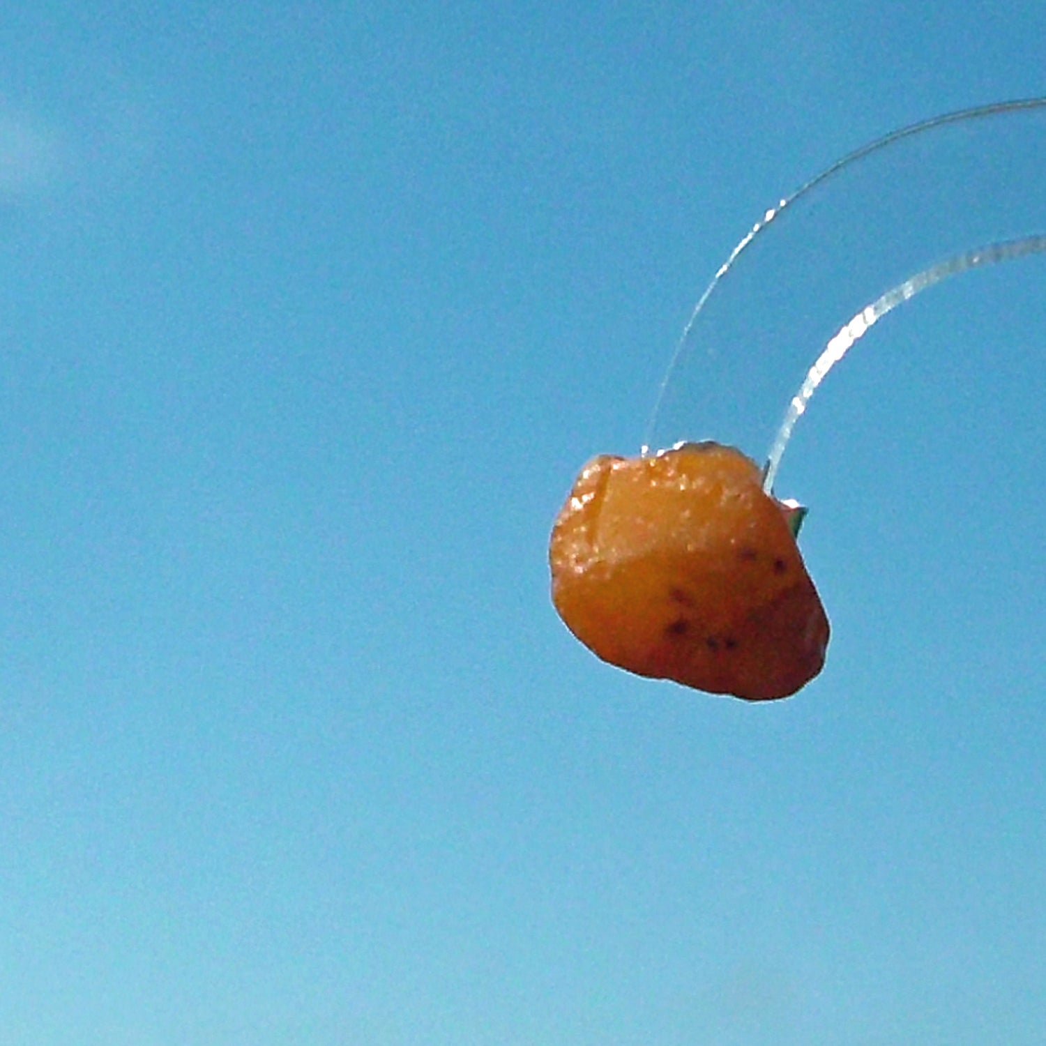 Silberner Ohrstecker mit unpoliertem Bernstein, Einzelstück