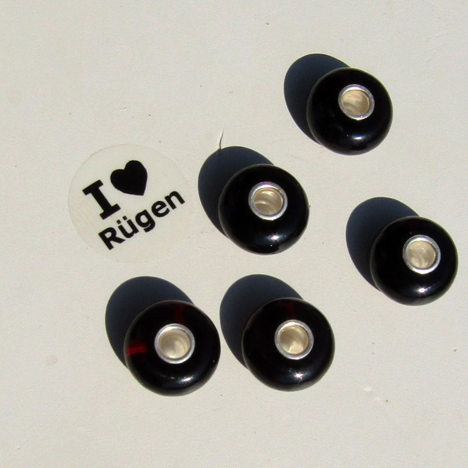 Bead aus kirschrotem Bernstein mit Einschlüssen für Pandora