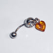 Bauchnabelpiercing mit Bernsteinherz und Glaskristall