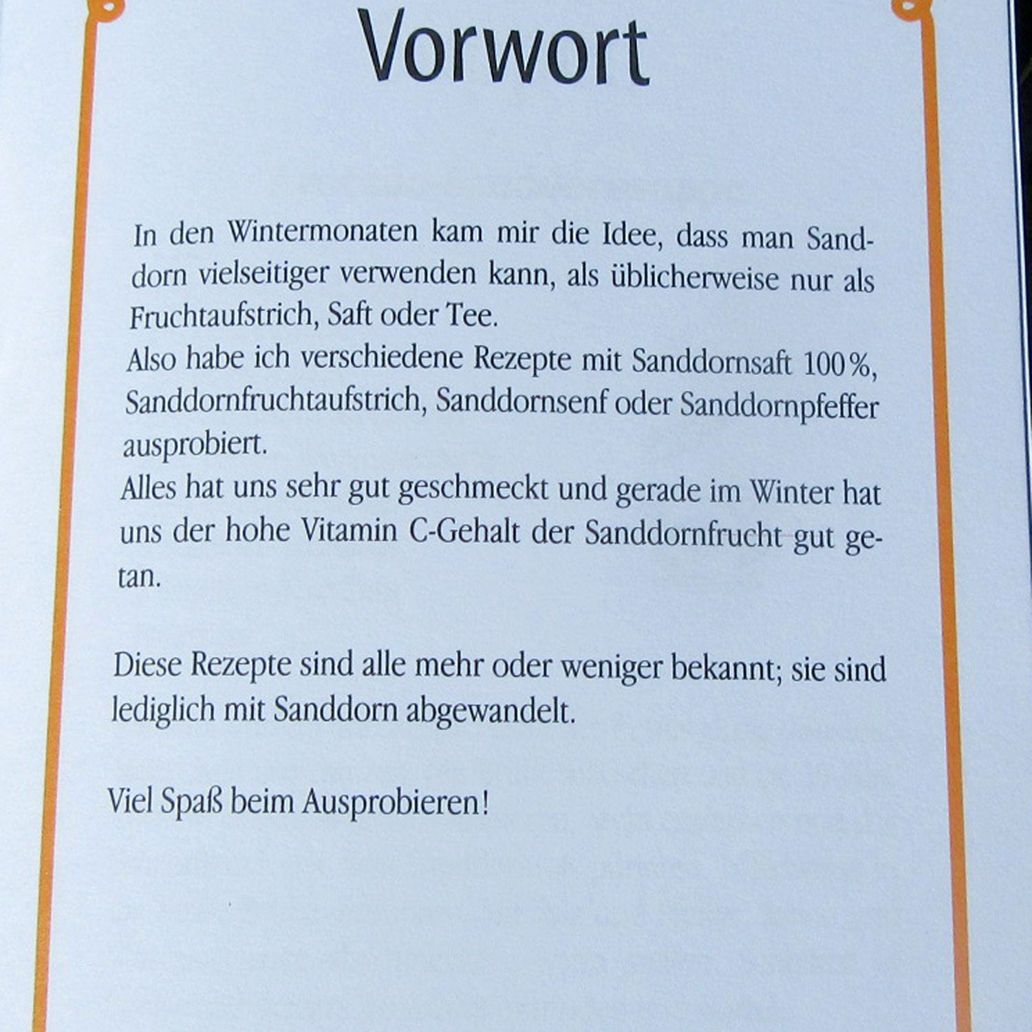 Kleine Sanddorn Vitamin-Fibel von Rügen, handgeschrieben
