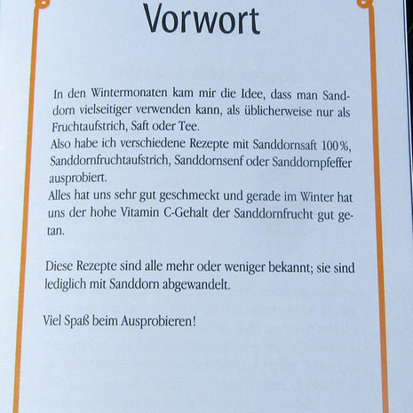 Kleine Sanddorn Vitamin-Fibel von Rügen, handgeschrieben