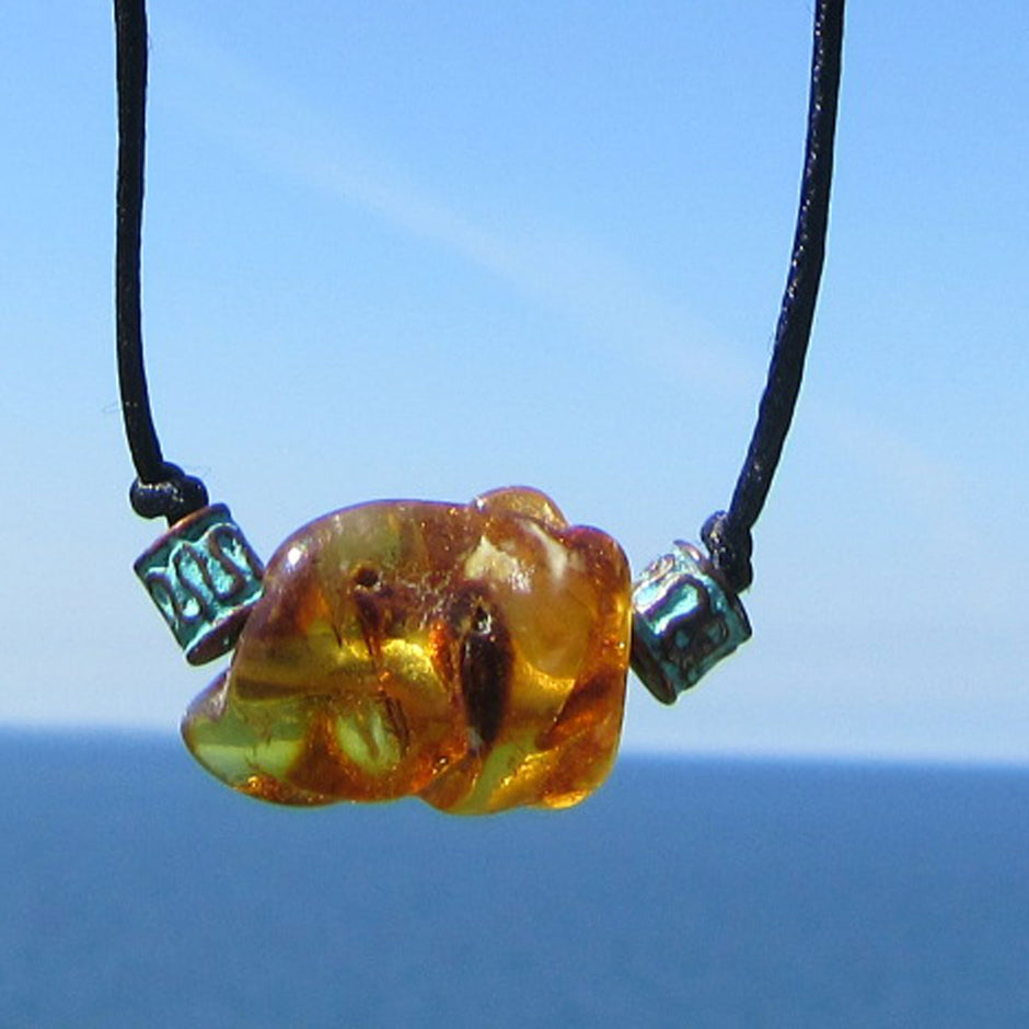 Collier mit Bernstein und Kupferperlen, Unikat von Rügen