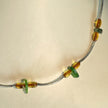 Elegantes Collier aus Bernstein, Seeglas und Silber