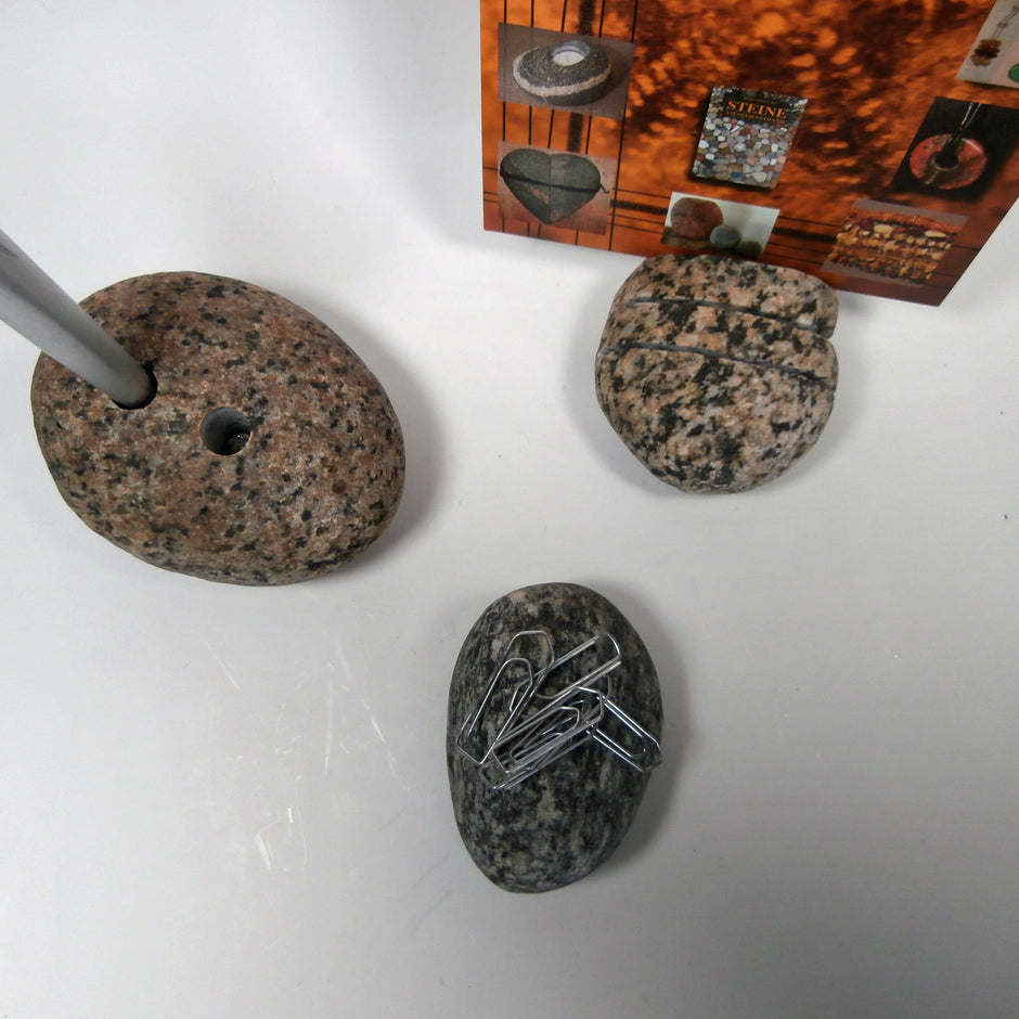 Schreibtisch-Set aus Kieselsteinen von der Ostseeküste