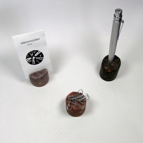 Dreiteiliges Schreibtisch-Set aus Sandstein und Porphyr