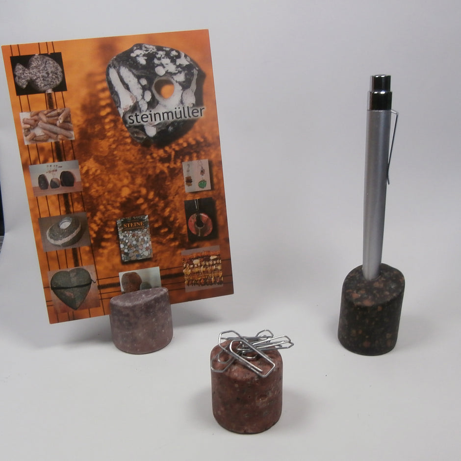 Dreiteiliges Schreibtisch-Set aus Sandstein und Porphyr