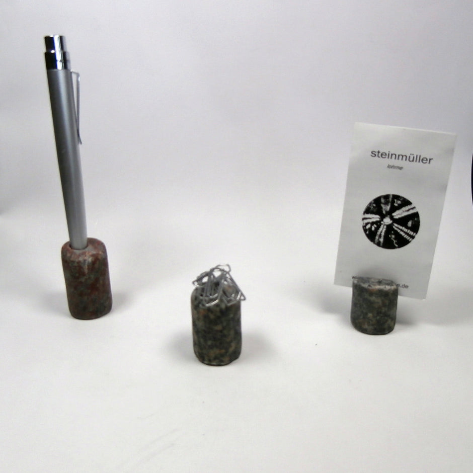 3-teiliges Schreibtisch-Set aus Granit – Unikat